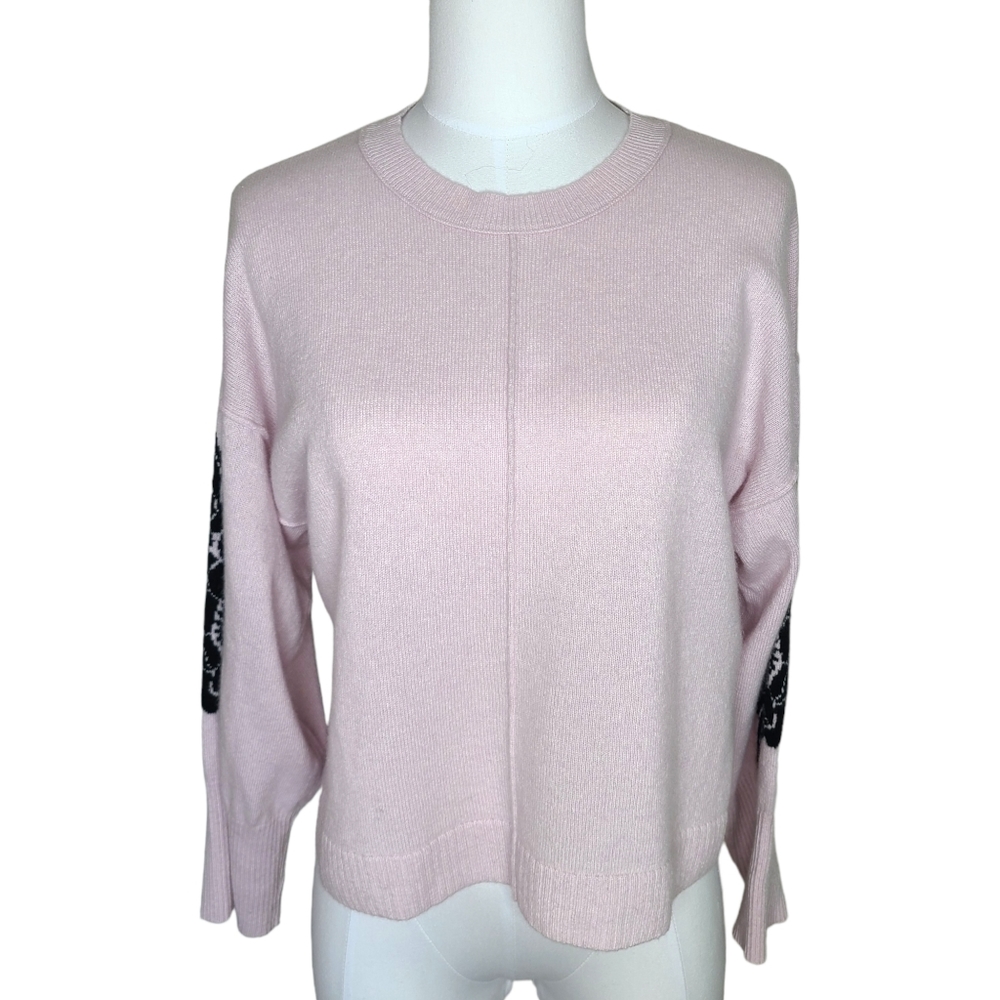 Autumn Cashmere Floral Sleeve Crew Boxy Crop Sweater XS - Picture 3 of 12
